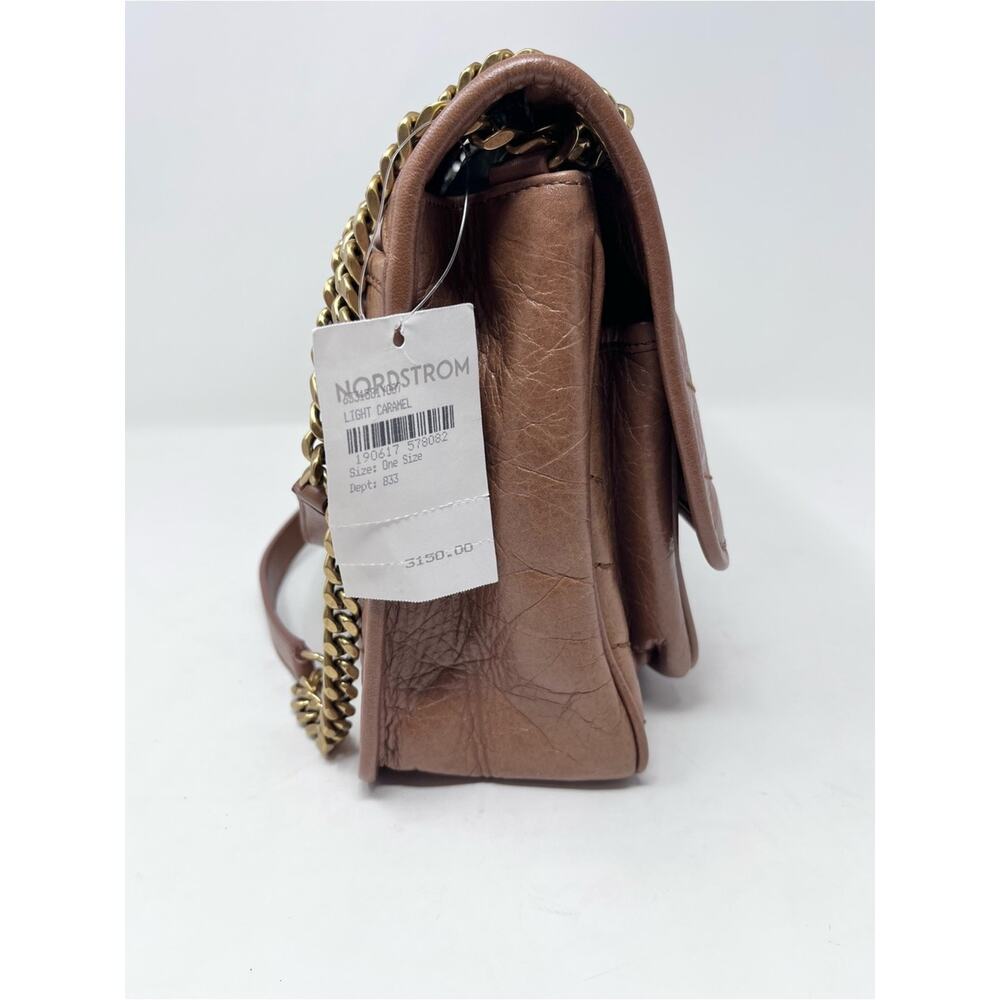 NEW Saint Laurent Medium Niki Vintage Leather Light Caramel YSL Logo Chevron - Picture 3 of 9